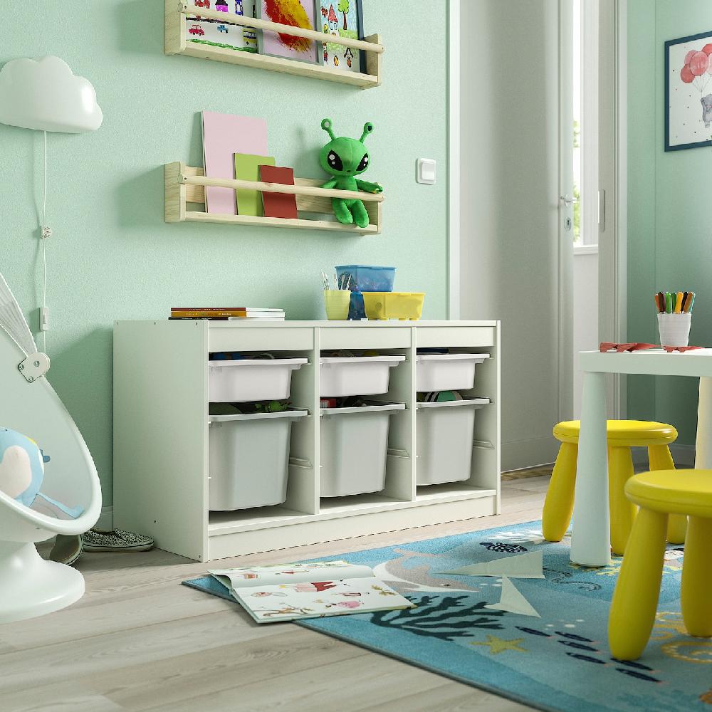 IKEA TROFAST Aufbewahrung mit Boxen weiß weiß/grau 99x44x56 cm Tägliche Deals