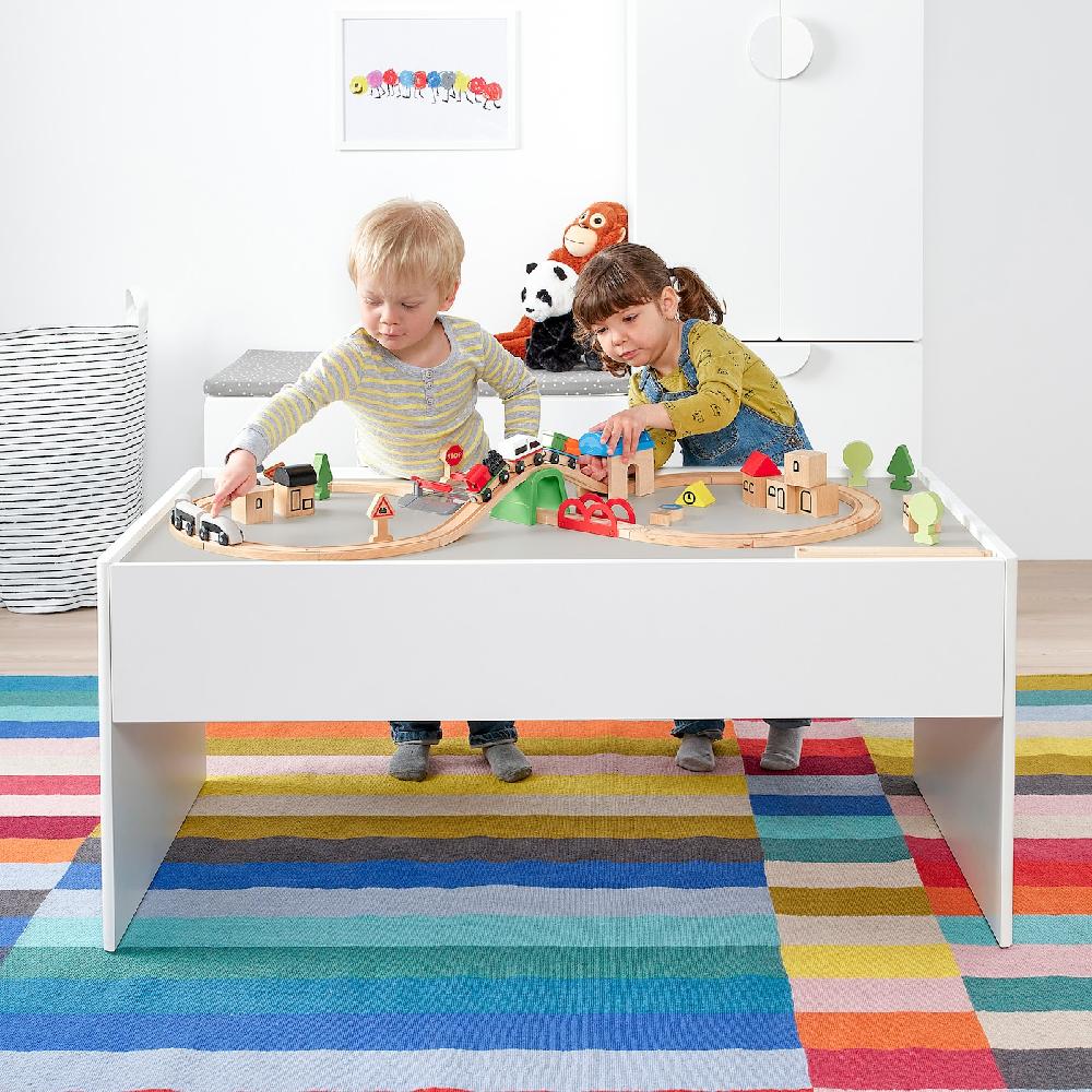 IKEA DUNDRA Spieltisch mit Stauraum weiß/grau Riesige Ersparnisse