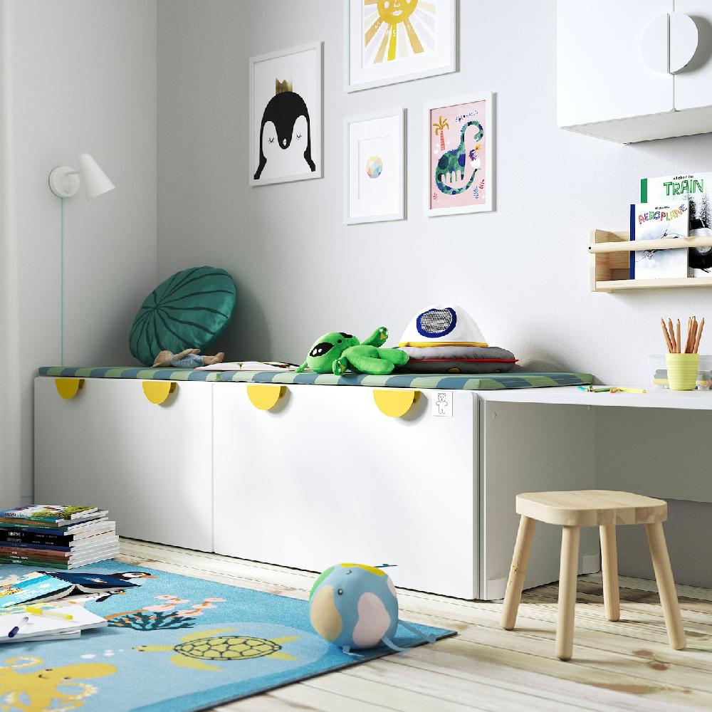 IKEA SMÅSTAD Bank mit Kasten weiß/weiß 90x52x48 cm Tiefpreis