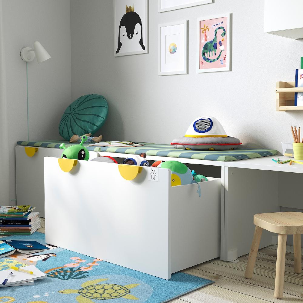 IKEA SMÅSTAD Bank mit Kasten weiß/weiß 90x52x48 cm Tiefpreis