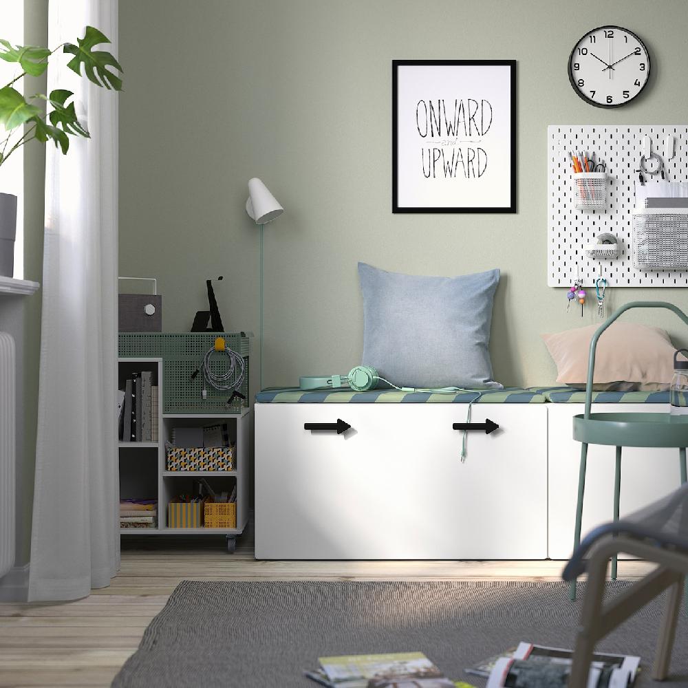 IKEA SMÅSTAD Bank mit Kasten weiß/weiß 90x52x48 cm Tiefpreis