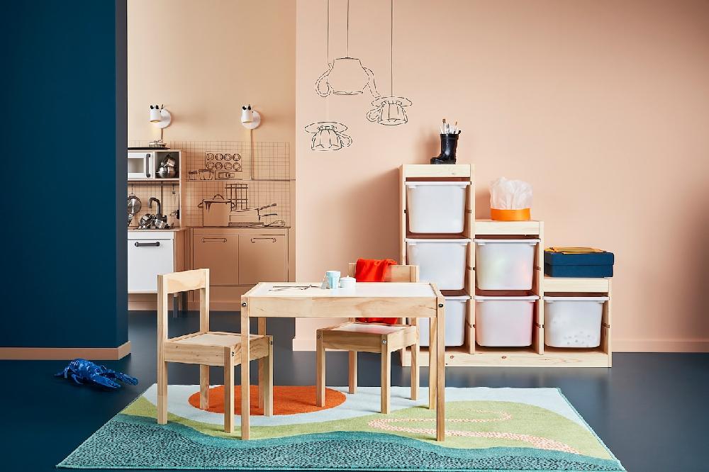 IKEA LÄTT Kindertisch mit 2 Stühlen weiß/Kiefer Begrenzte Freigabe