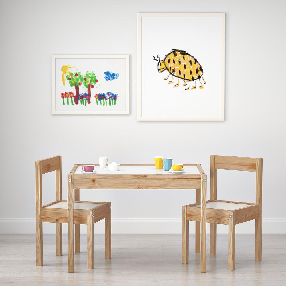 IKEA LÄTT Kindertisch mit 2 Stühlen weiß/Kiefer Begrenzte Freigabe