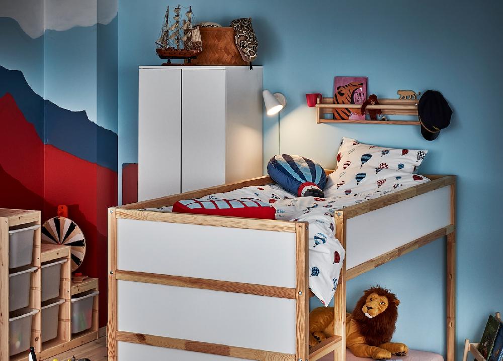 IKEA KURA Bett umbaufähig weiß/Kiefer 90x200 cm Letzte 3 Tage