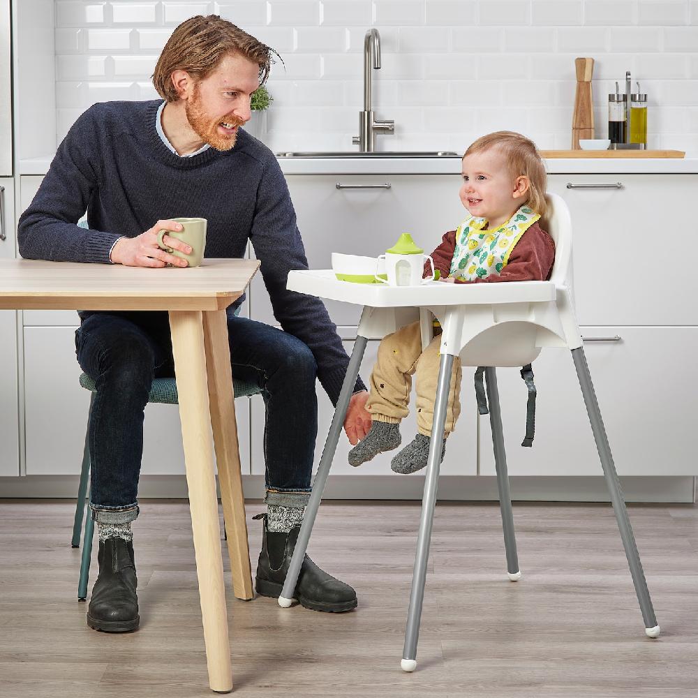 IKEA ANTILOP Kinderhochstuhl mit Tablett weiß/silberfarben Vierteljährliche Förderung