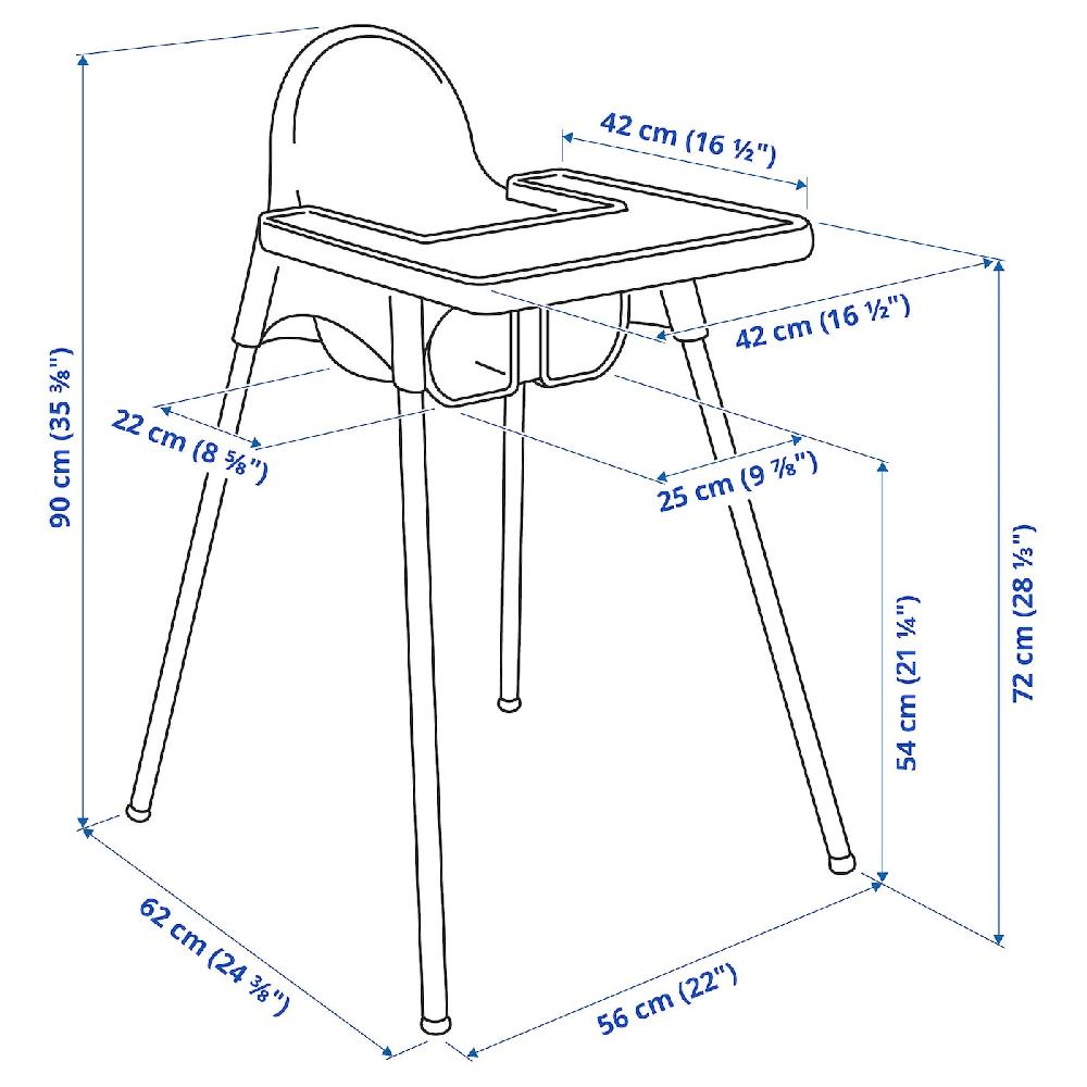 IKEA ANTILOP Kinderhochstuhl mit Tablett weiß/silberfarben Vierteljährliche Förderung