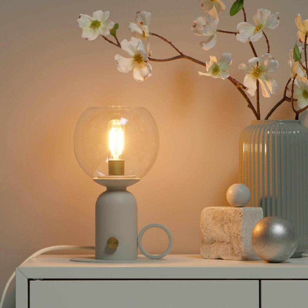 IKEA ÅSKMULLER Tischleuchte dimmbar hellgrau 24 cm 50% Rabatt mit kostenlosem Versand