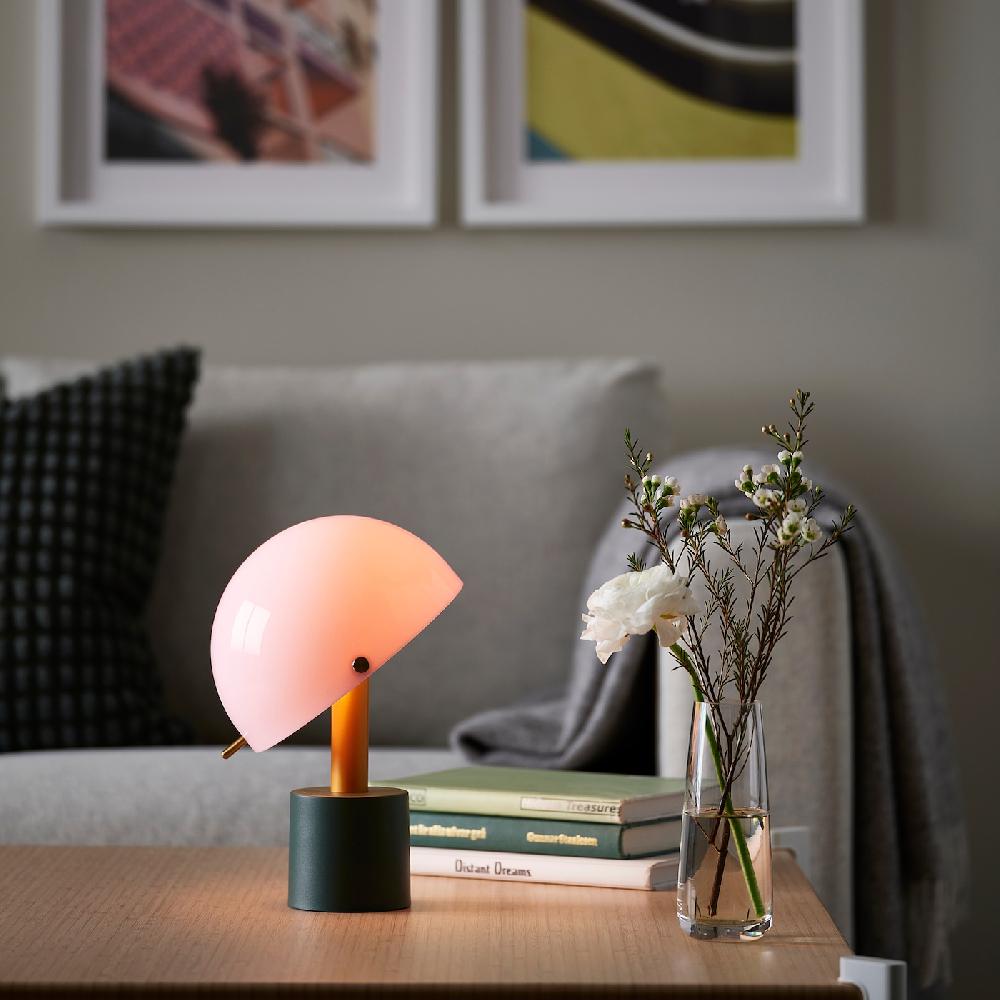 IKEA NÖDMAST Leuchte tragbar + battbetr. LED hellrosa/dunkel graugrün 26 cm Im Verkauf