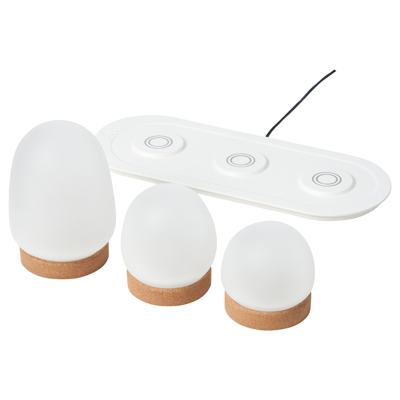 IKEA PRAKTSPIREA Dekobeleuchtungs-Set LED 4-tlg. mit Ladepad Kostenloser Versand