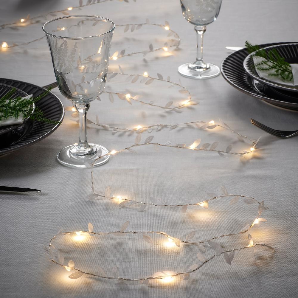 IKEA FRÖJDA Lichterkette (40) LED batteriebetrieben Blatt/weiß Sonderangebot