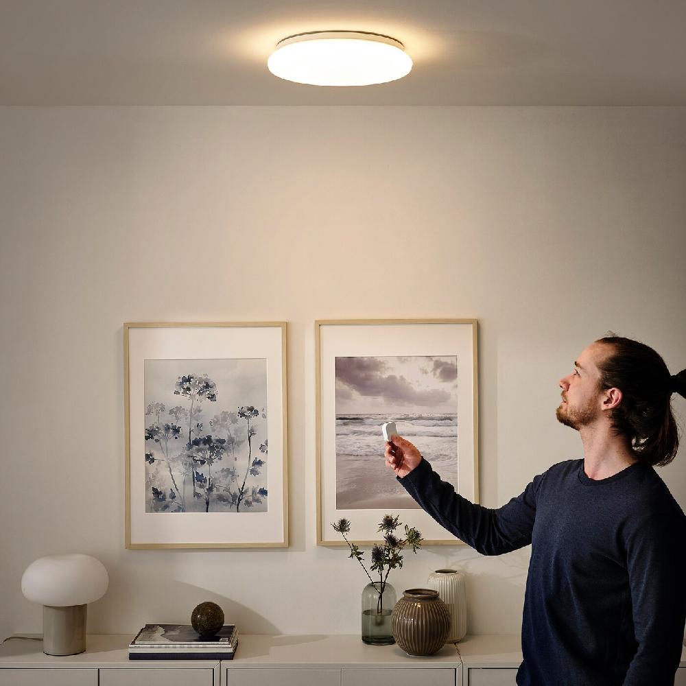 IKEA STOFTMOLN Decken-/Wandleuchte LED smart kabellos dimmbar/behagliches Warmweiß weiß 37 cm Saisonschlussverkauf