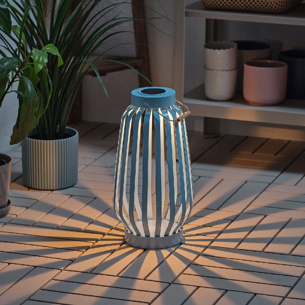 IKEA SOLVINDEN Solarstandleuchte. LED blau/Streifen 42 cm Heißer Verkauf