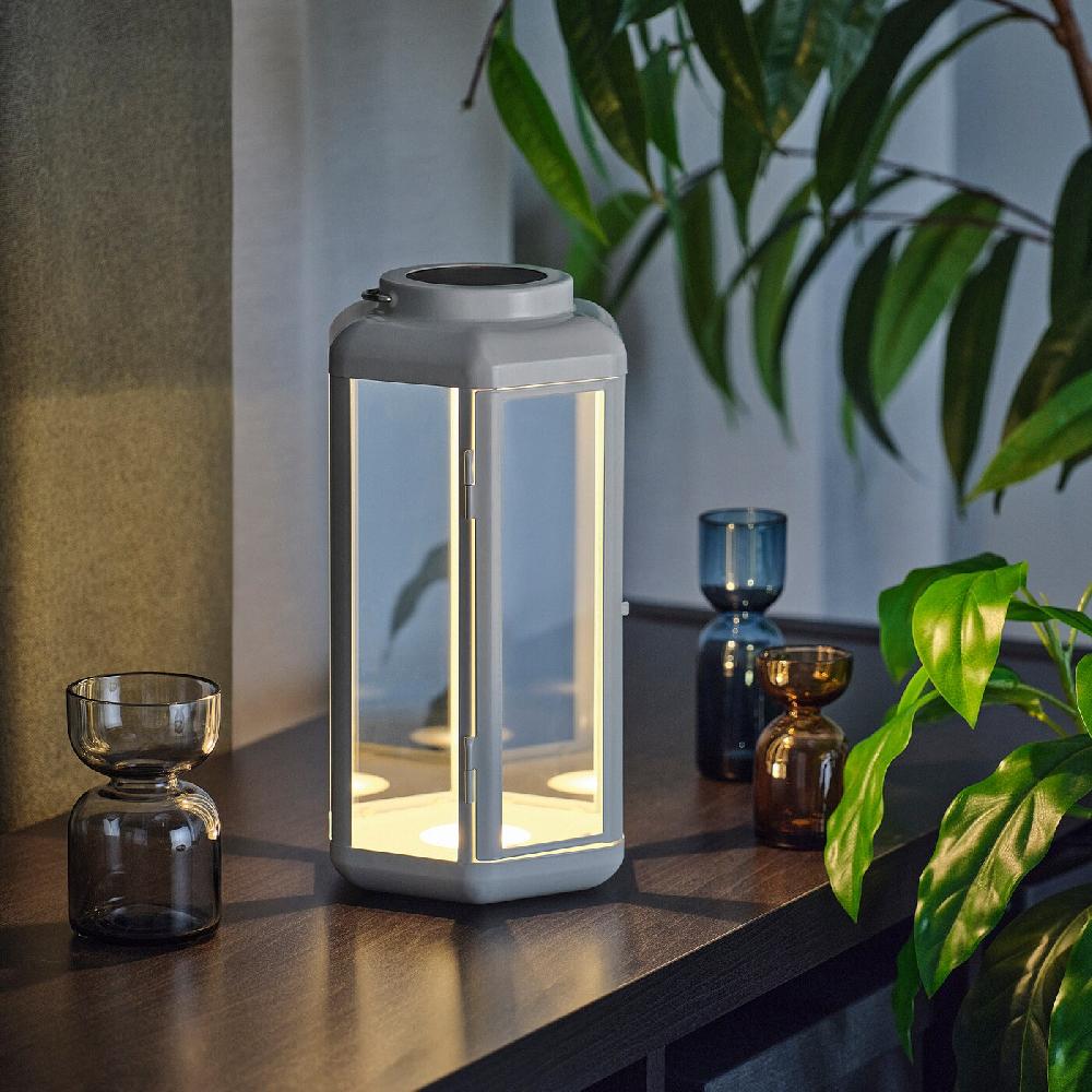 IKEA SOLVINDEN Solartischleuchte LED Laterne/weiß 28 cm Große Rabatte
