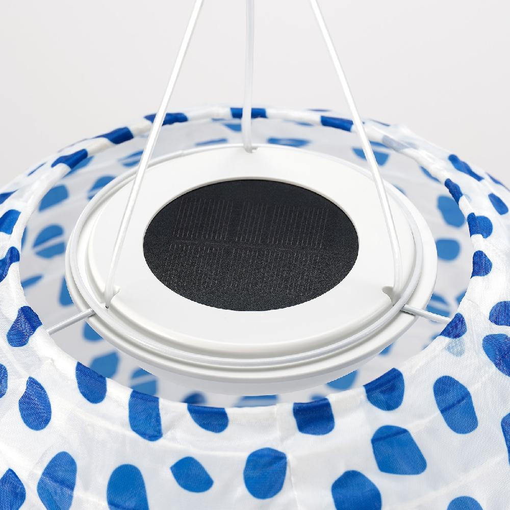 IKEA SOLVINDEN Hängeleuchte gepunktet solarbetrieben/blau 43 cm Saisonale Angebote