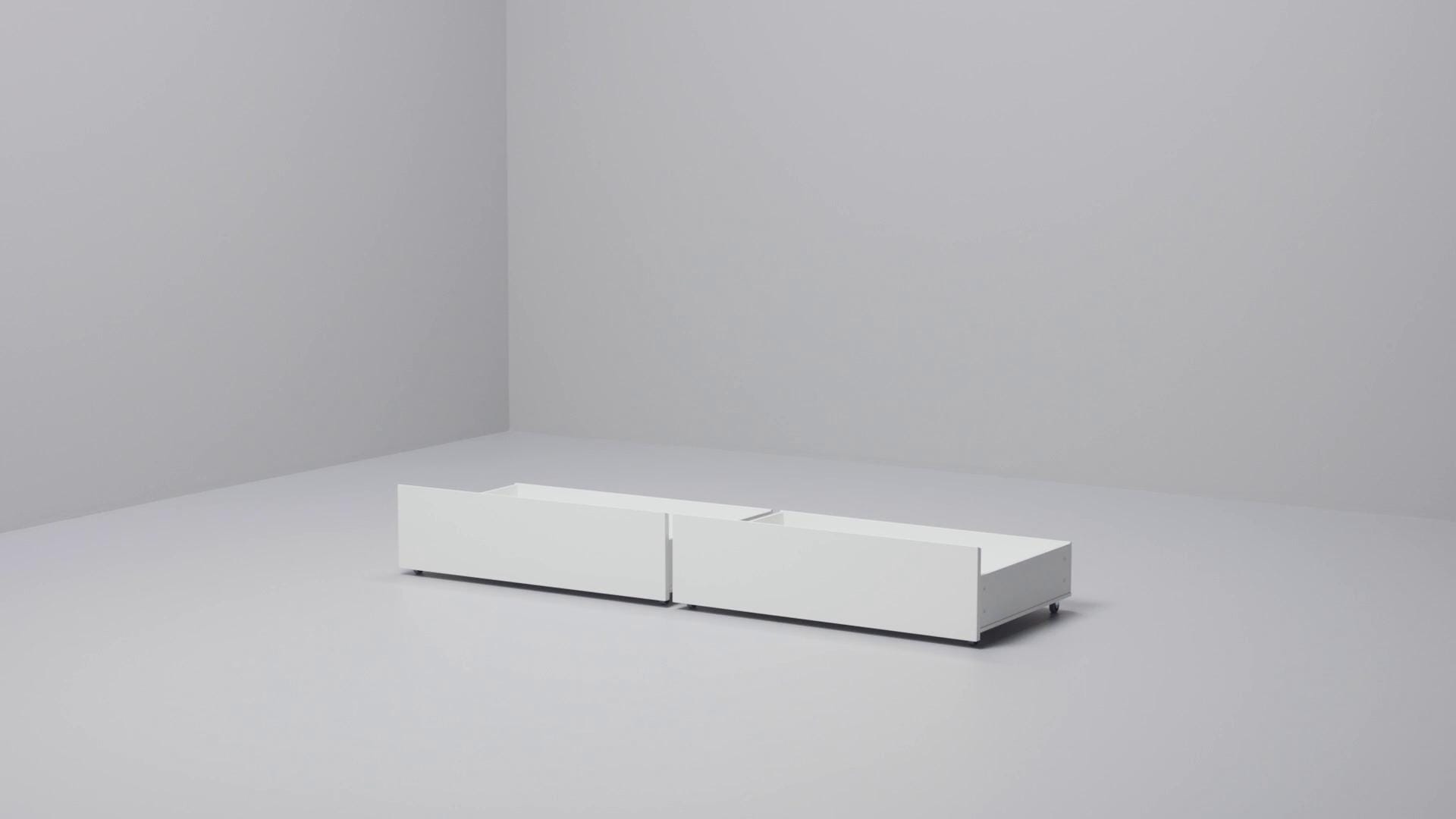 IKEA MALM Bettgestell hoch mit 2 Schubkästen weiß 140x200 cm Im Verkauf