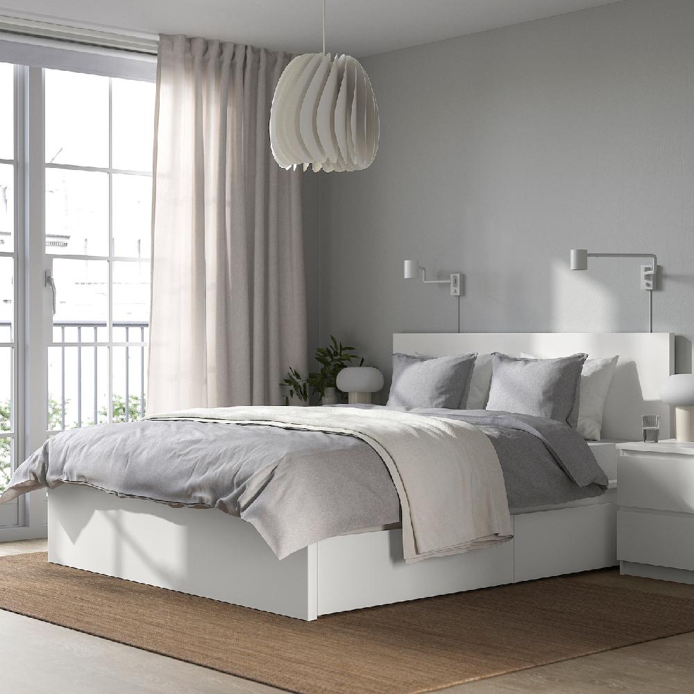 IKEA MALM Bettgestell hoch mit 2 Schubkästen weiß 140x200 cm Im Verkauf