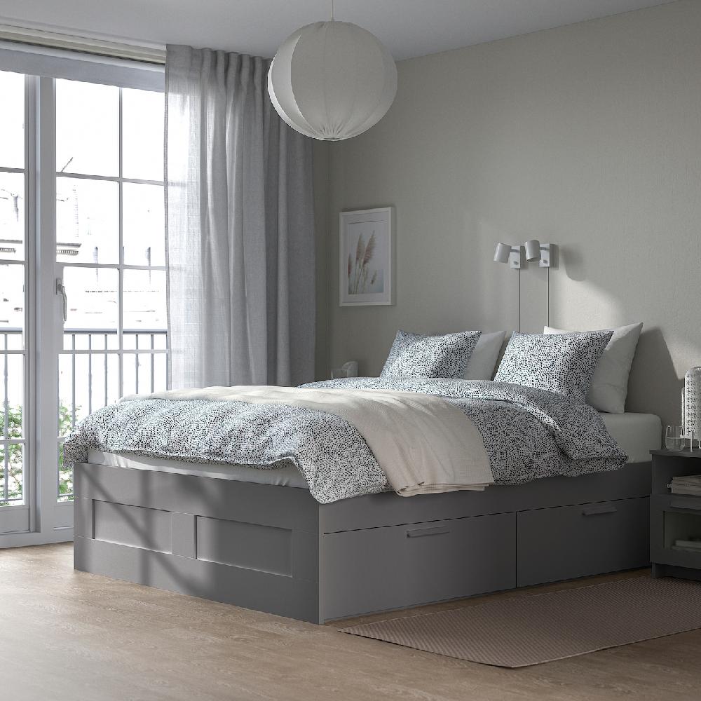 IKEA BRIMNES Bettgestell mit Schubladen grau 140x200 cm 50% Rabatt für begrenzte Zeit