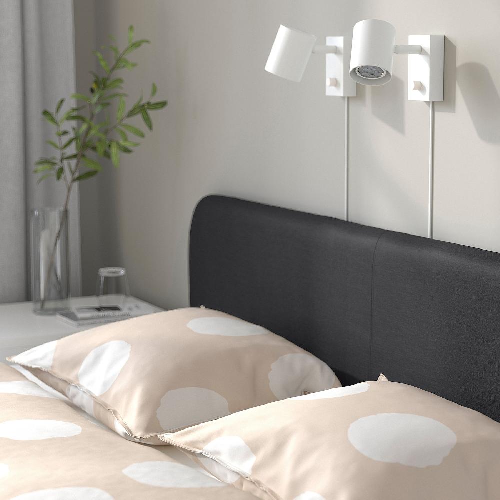 IKEA SLATTUM Bettgestell gepolstert Vissle dunkelgrau 140x200 cm 2025