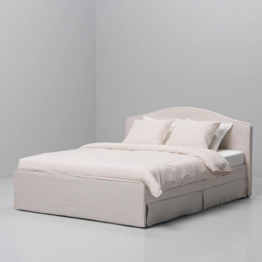IKEA RAMNEFJÄLL Bettgestell gepolstert Kilanda hellbeige/Luröy 140x200 cm Online