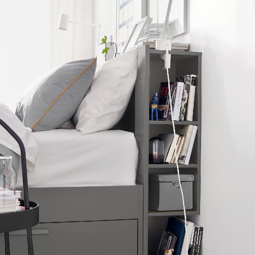 IKEA BRIMNES Bettgestell Kopfteil und Schublade grau 140x200 cm Outlet