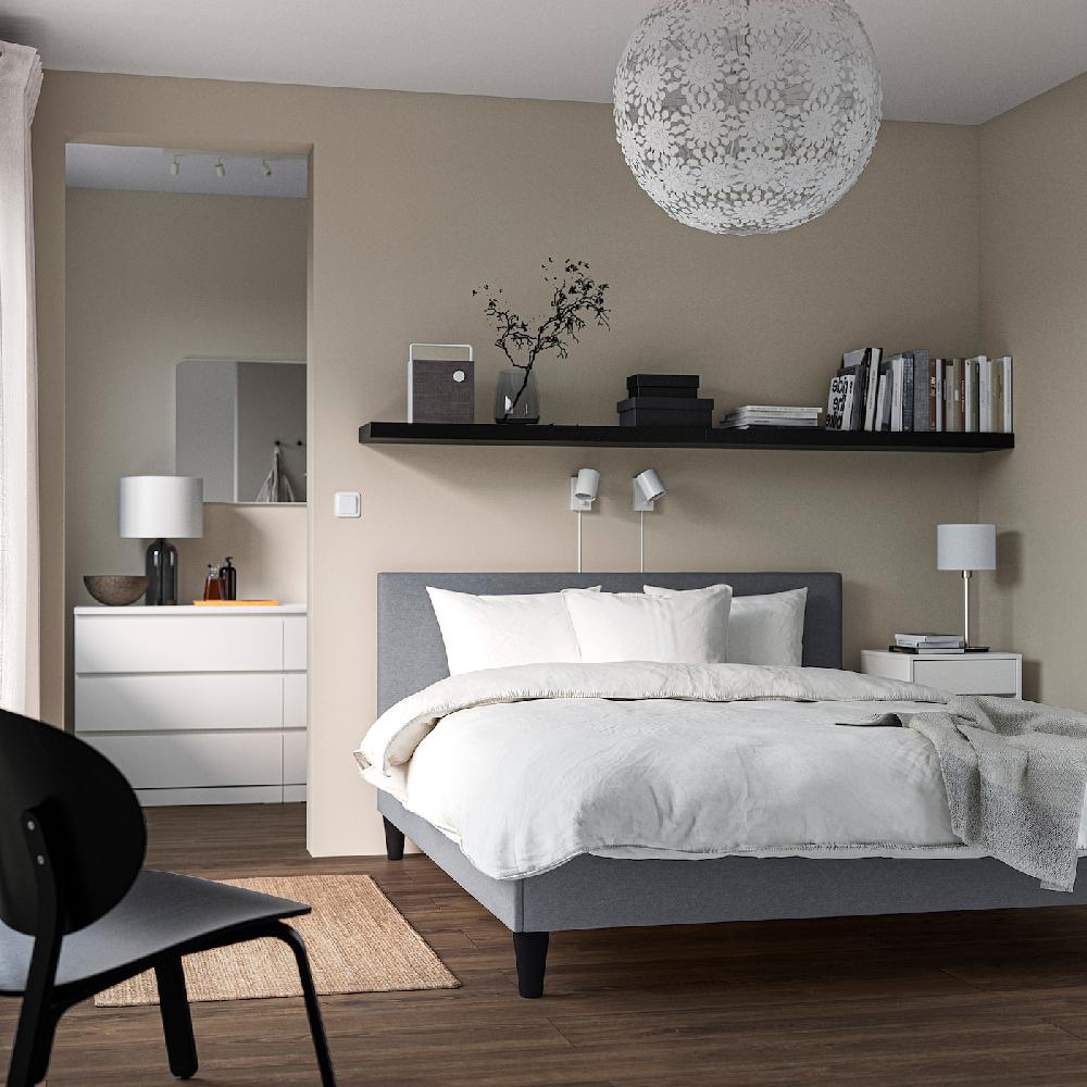 IKEA SÄBÖVIK Boxbett komplett fest/Vissle grau 140x200 cm Auslauf