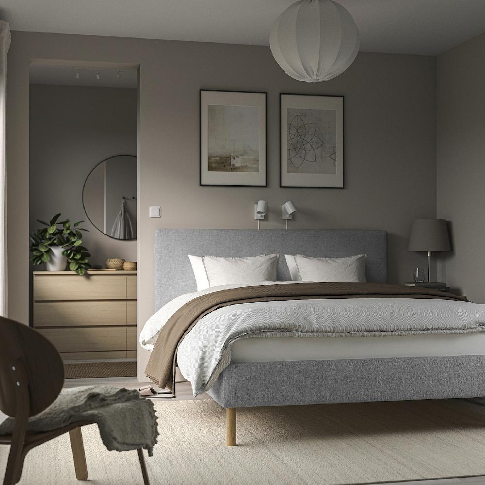 IKEA TÄRNKULLEN Bettgestell gepolstert Tibbleby beige/grau 140x200 cm Hotsell