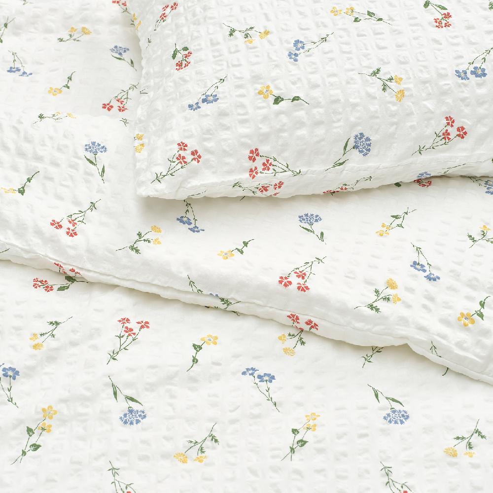 IKEA PILDVÄRGMAL Bettwäsche-Set 2-teilig weiß/Blumenmuster 140x200/80x80 cm Versandkostenfrei