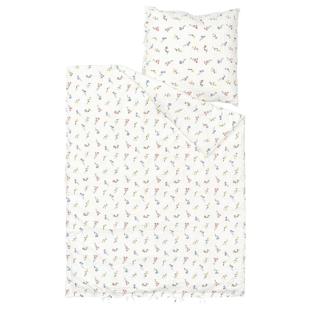 IKEA PILDVÄRGMAL Bettwäsche-Set 2-teilig weiß/Blumenmuster 140x200/80x80 cm Versandkostenfrei