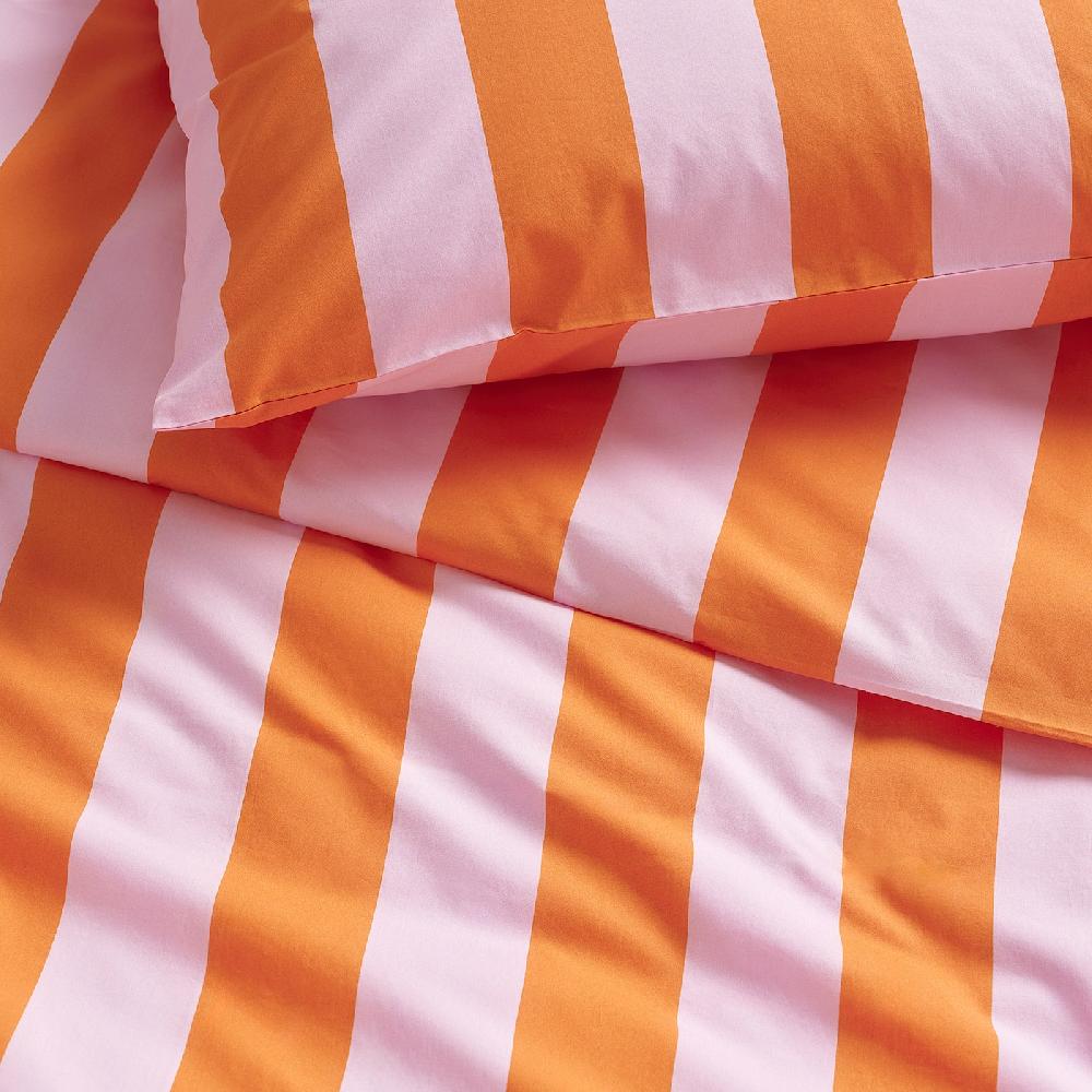 IKEA SLÅNHÖSTMAL Bettwäsche-Set 2-teilig orange/rosa/gestreift 140x200/80x80 cm Preisnachlass