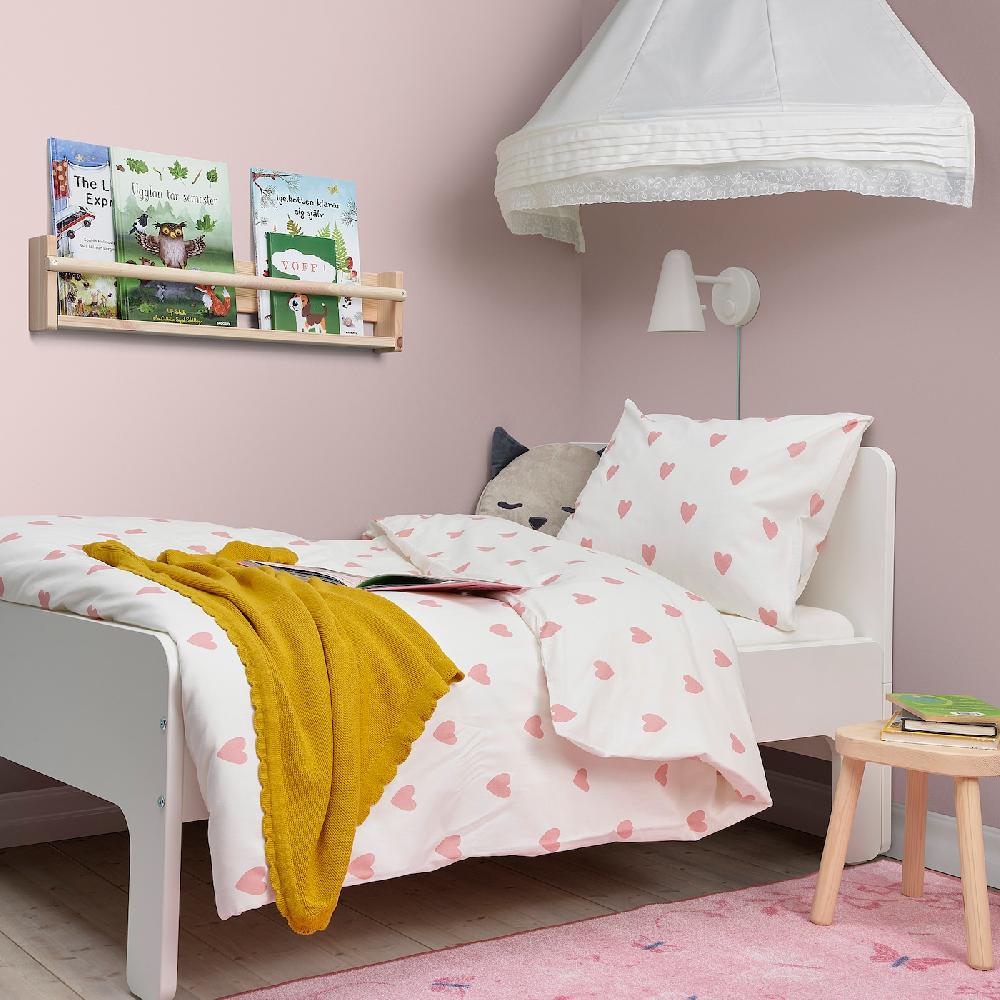 IKEA BARNDRÖM Bettwäsche-Set 2-teilig Herzmuster weiß/rosa 140x200/80x80 cm Saisonschlussverkauf