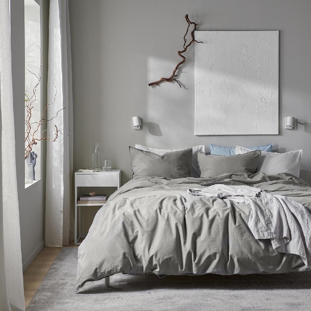 IKEA ÄNGSLILJA Bettwäsche-Set 2-teilig grau 140x200/80x80 cm Weihnachtsangebot