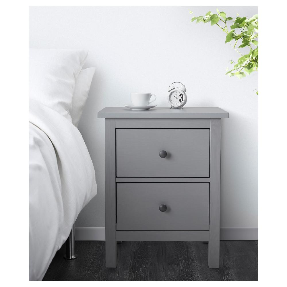 IKEA HEMNES Kommode mit 2 Schubladen grau lasiert 54x66 cm Heißer Verkauf