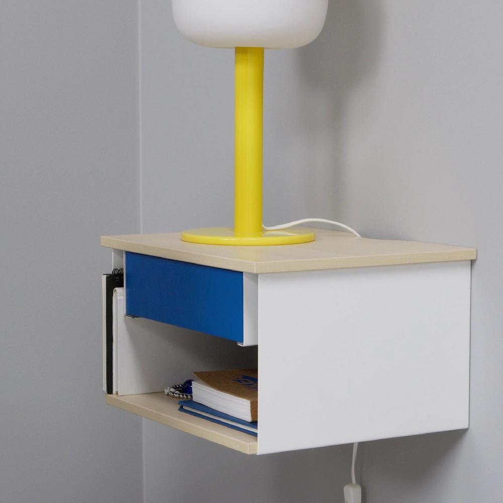 IKEA STOMSÖ Ablagetisch zur Wandmontage Birkenachbildung weiß/blau 36x29x20 cm Zeitlich begrenztes Angebot