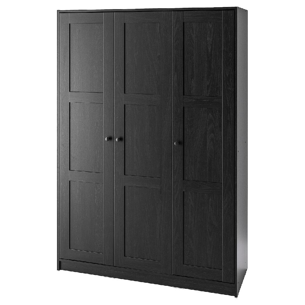 IKEA RAKKESTAD Kleiderschrank mit 3 Türen schwarzbraun 117x176 cm