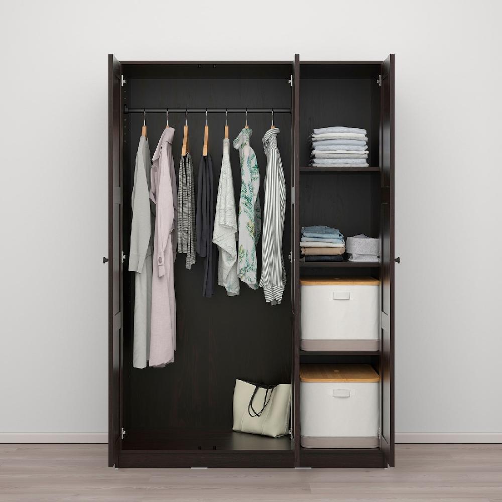 IKEA RAKKESTAD Kleiderschrank mit 3 Türen schwarzbraun 117x176 cm Wochenangebot