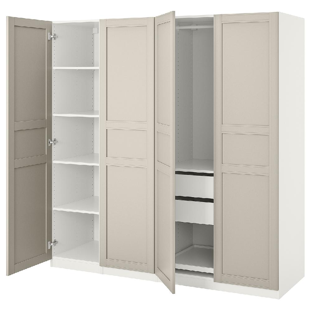 IKEA PAX / FLISBERGET Kleiderschrank weiß/hellbeige 200x60x201 cm