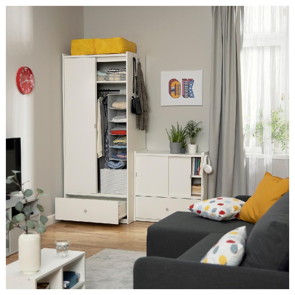 IKEA BRUKSVARA Kleiderschrank mit Schiebetüren weiß 80x191 cm JETZT KAUFEN