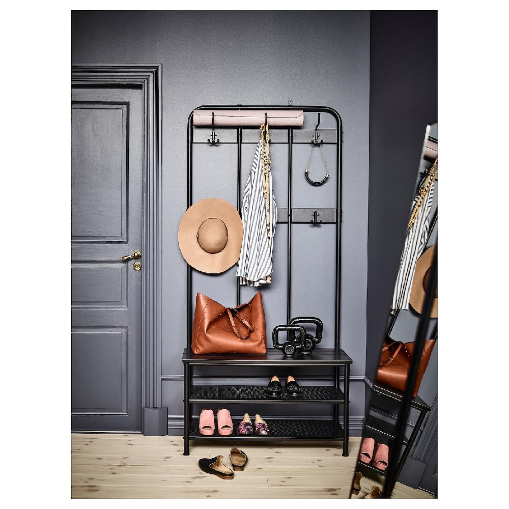 IKEA PINNIG Garderobenständer mit Bank schwarz 193x37x90 cm Bis zu 50% Rabatt