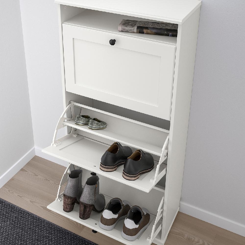 IKEA BRUSALI Schuhschrank 3 Fächer weiß 61x30x130 cm Nur noch ein Tag übrig