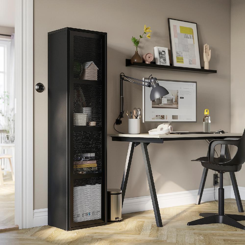 IKEA IVAR Schrank mit Tür schwarz Netz 40x160 cm Rabatt