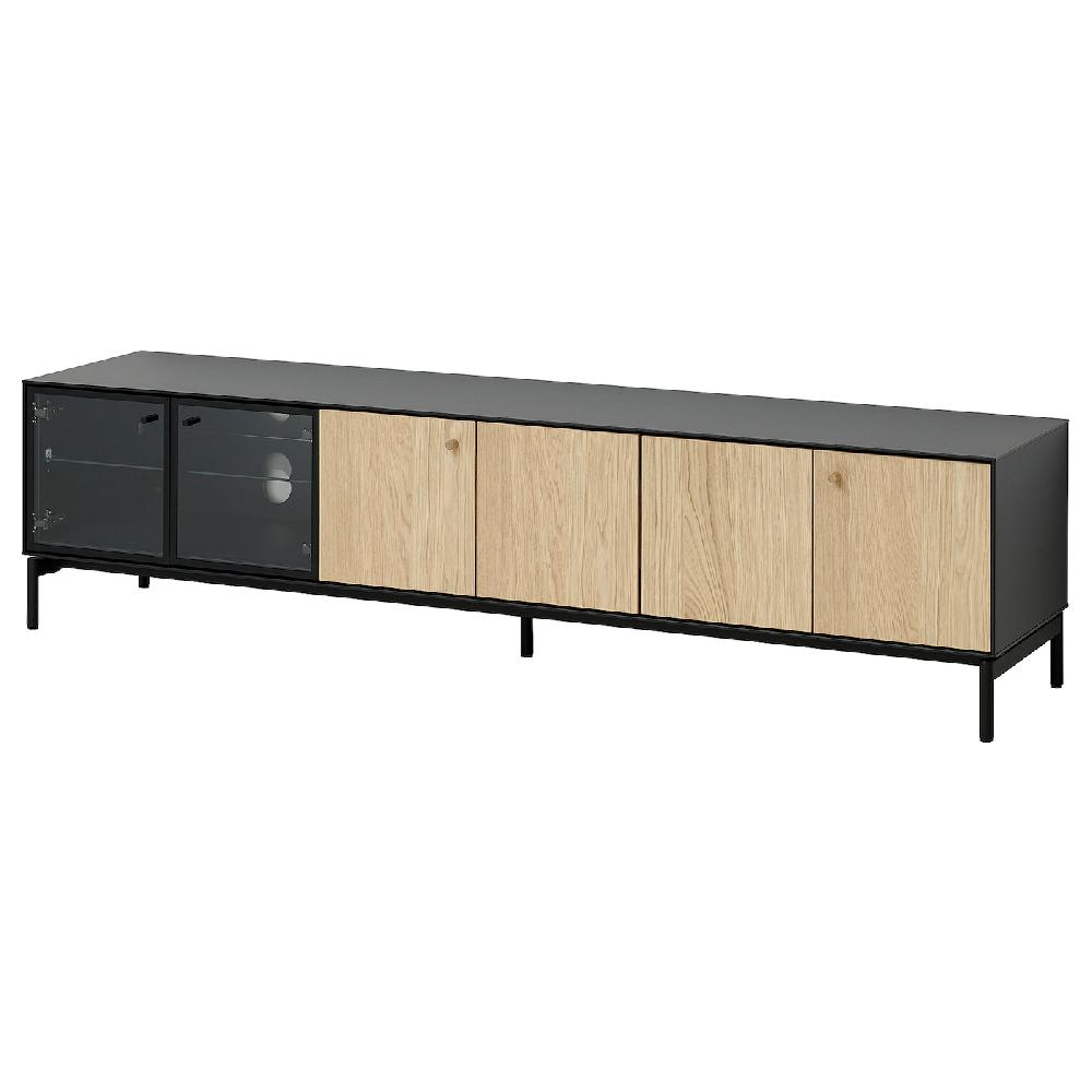 IKEA BOASTAD TV-Bank schwarz/Eichenfurnier 181x42x45 cm
