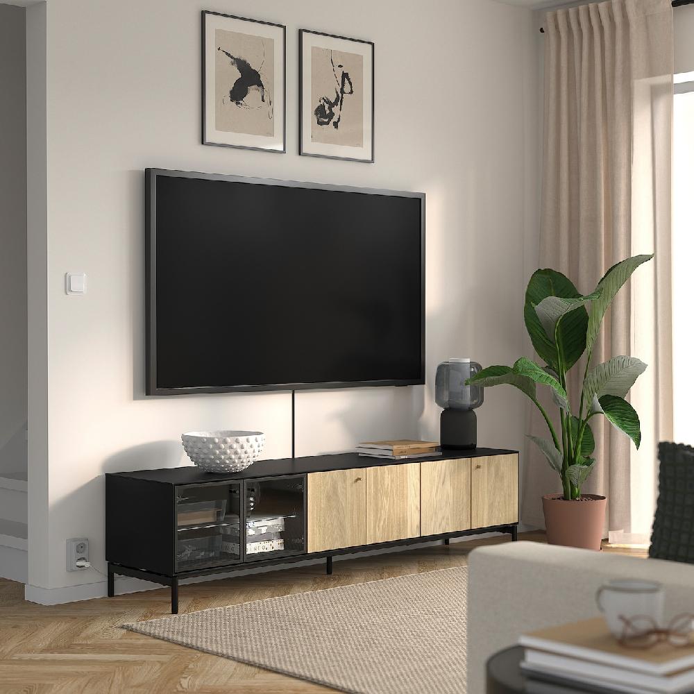 IKEA BOASTAD TV-Bank schwarz/Eichenfurnier 181x42x45 cm Vatertagsangebot