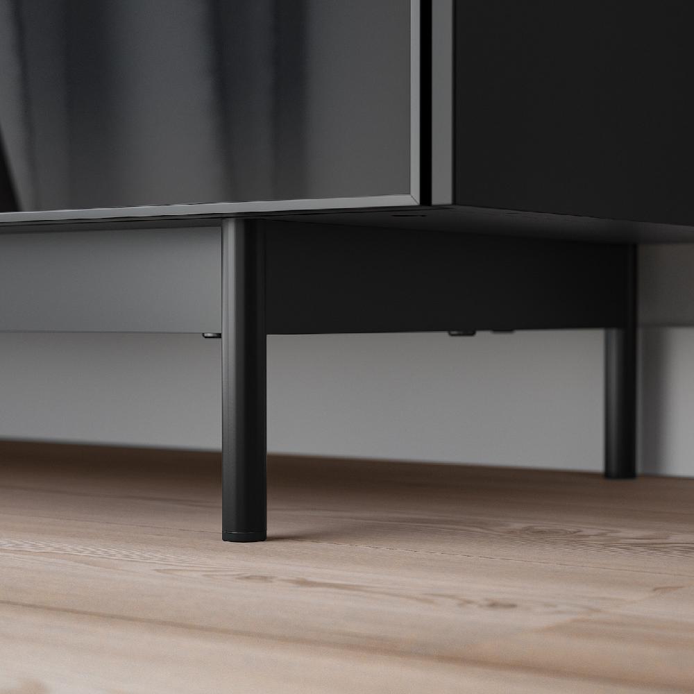 IKEA RANNÄS TV-Bank mit Türen schwarz/schwarz Glas 178x42 cm Valentinstagsangebot