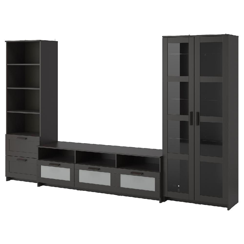 IKEA BRIMNES TV-Komb. mit Vitrinentüren schwarz 320x41x190 cm