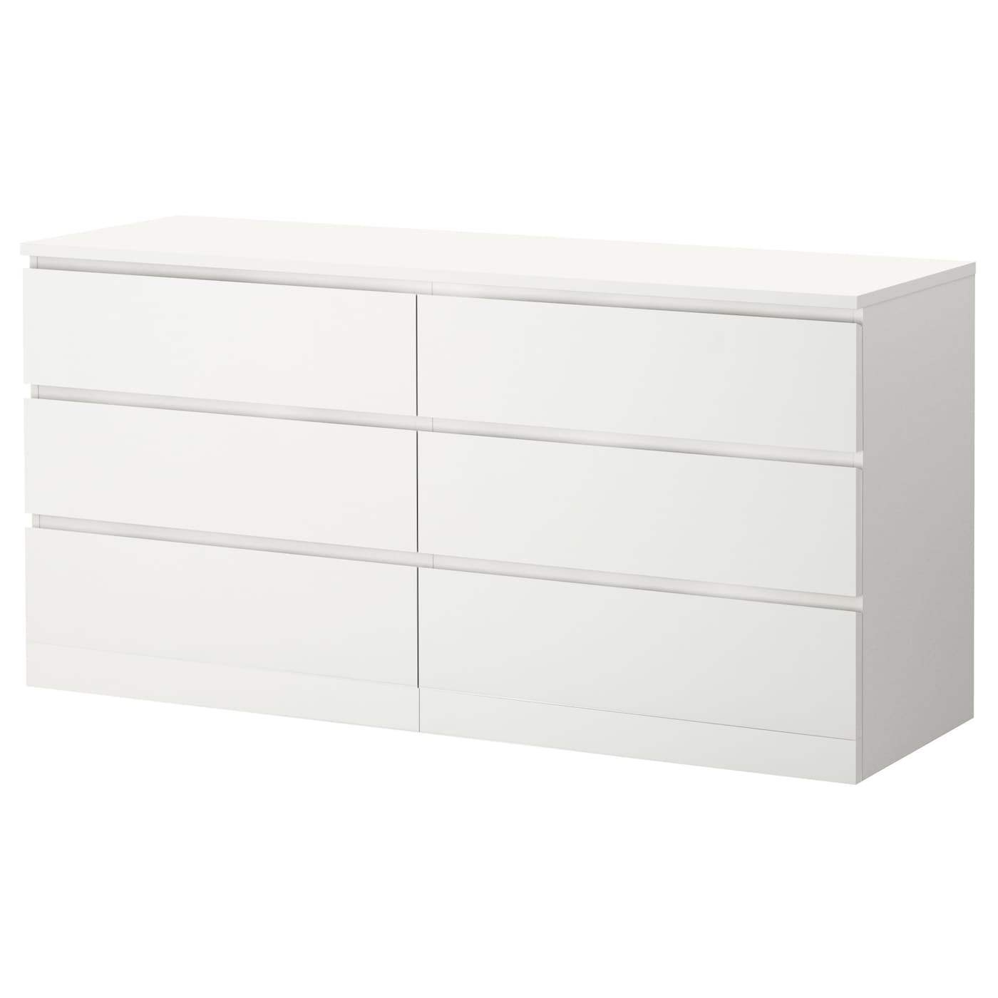 IKEA MALM Kommode mit 6 Schubladen weiß 160x78 cm