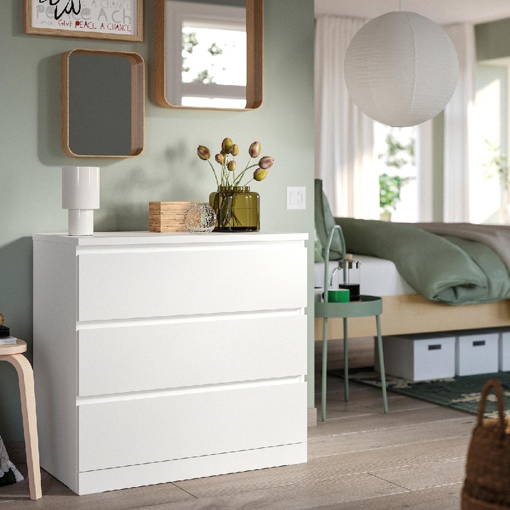 IKEA MALM Kommode mit 3 Schubladen weiß 80x78 cm Bestseller