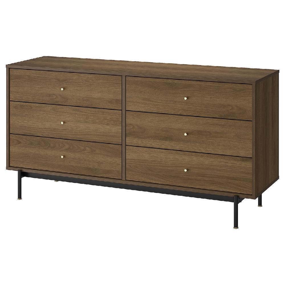 IKEA RÅDMANSÖ Kommode mit 6 Schubladen braun Nussbaumnachbildung 159x48x81 cm