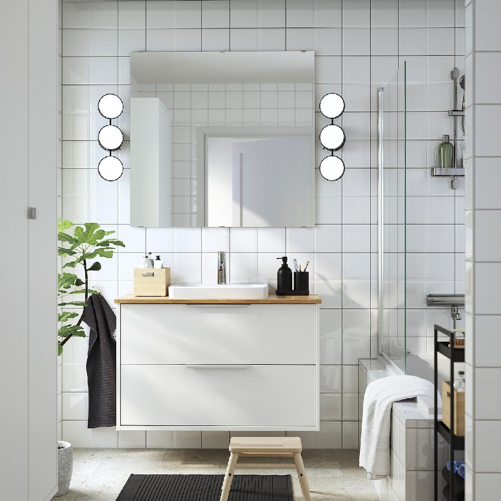 IKEA HAVBÄCK / ORRSJÖN Waschbschr+Schubladen/Waschb/Mibatt weiß/Bambus 102x49x71 cm Sonderangebot der Fabrik