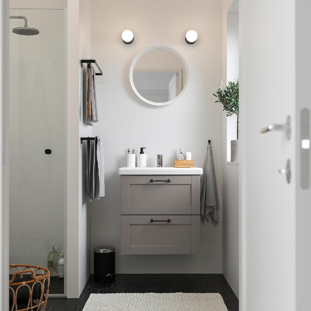 IKEA ENHET / TVÄLLEN Waschbschr+Schubladen/Waschb/Mibatt grau Rahmen/grau 64x43x65 cm Kostenloser Versand international