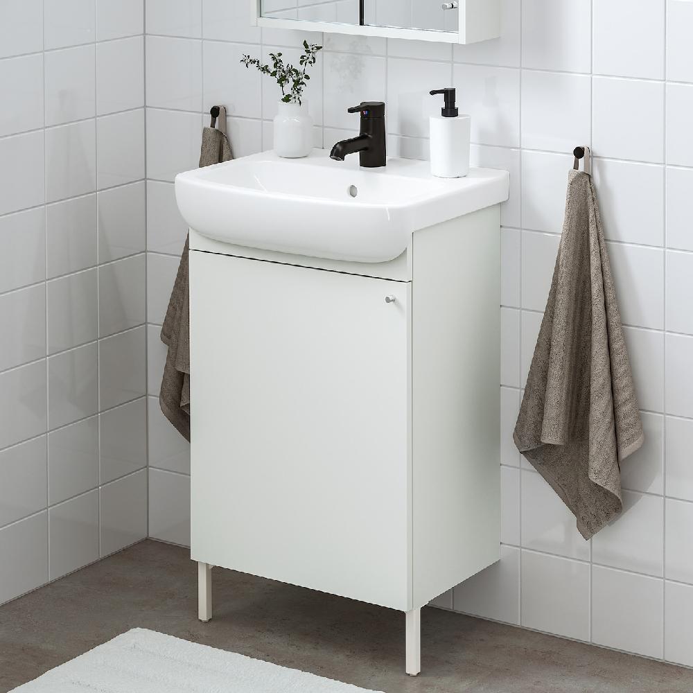IKEA NYSJÖN / BJÖRKÅN Waschbeckschr+Tür/Waschb/Mischbat weiß 54x40x98 cm Im Verkauf